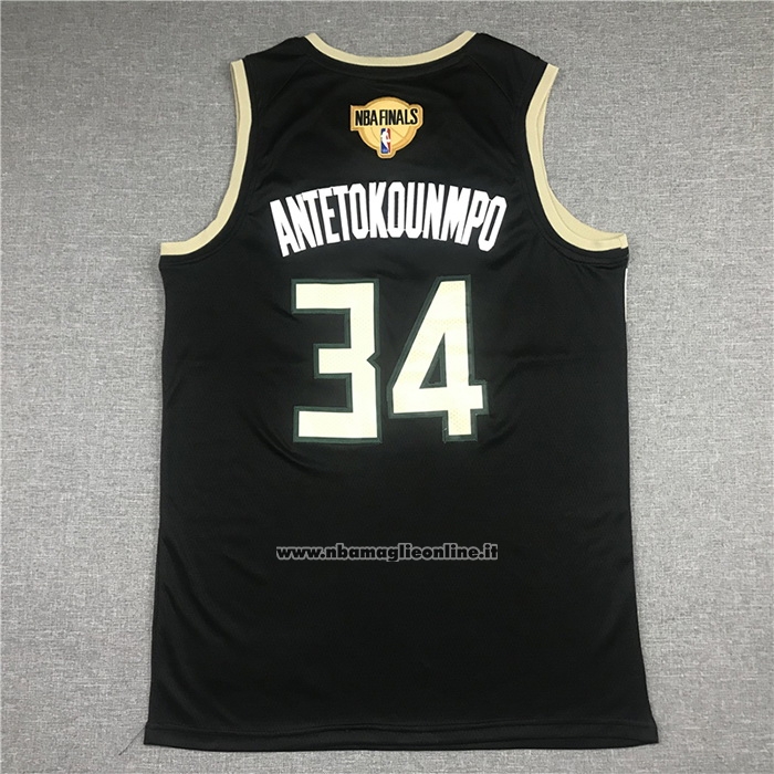 Maglia Milwaukee Bucks Giannis Antetokounmpo #34 Statement 2021 Finals Nero